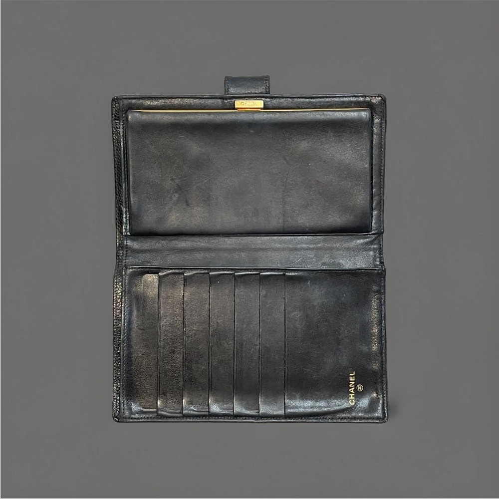 SOLD Vintage Chanel CC Black Caviar Leather Continental Long Wallet Clutch - Picture 14 of 16